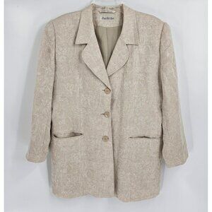 Giorgio Sant’Angelo Vtg Women 16 Beige Texture Subtle Floral Linen Blend Blazer